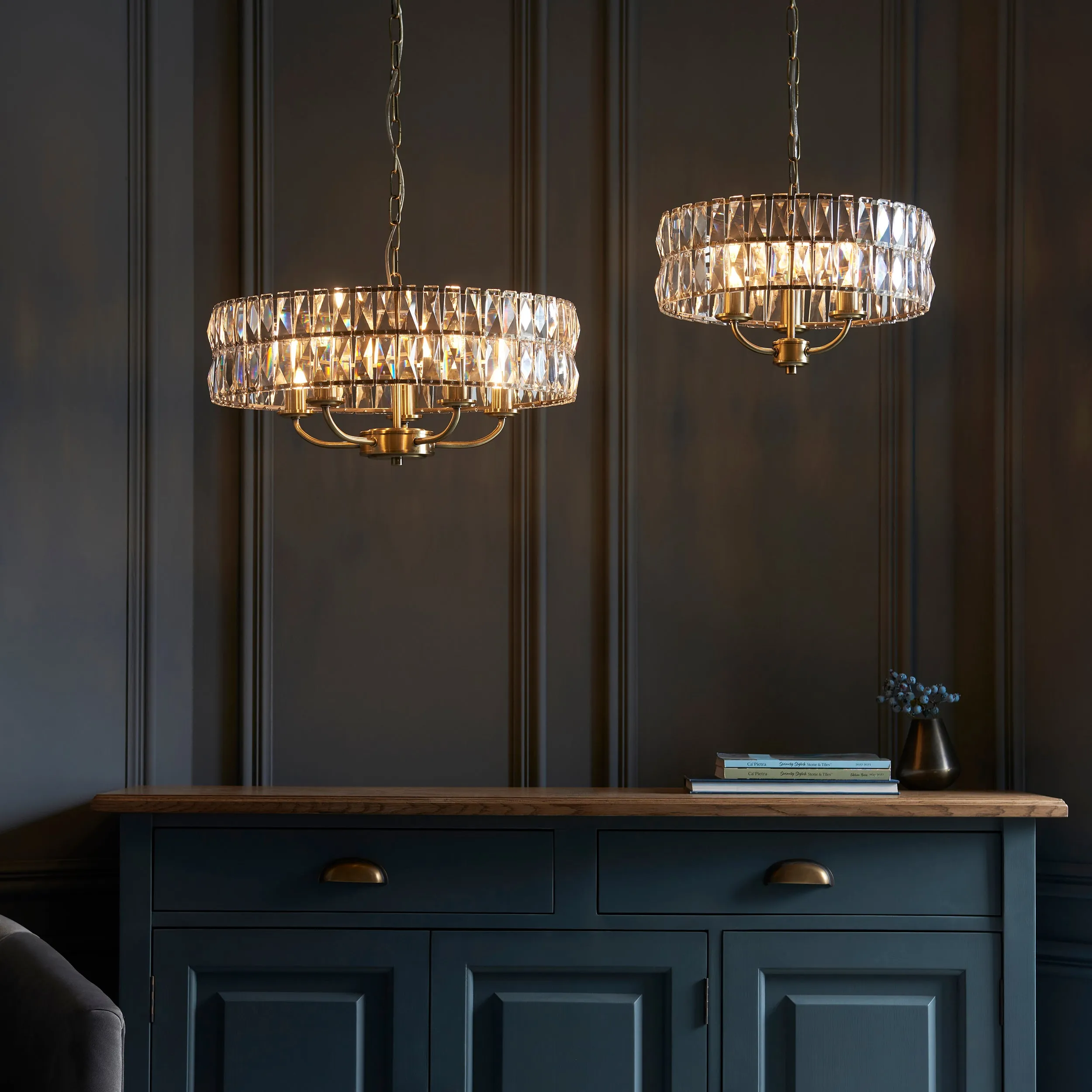 Decolight Keysham 3  light Brushed Antique Brass & Glass Ceiling Light