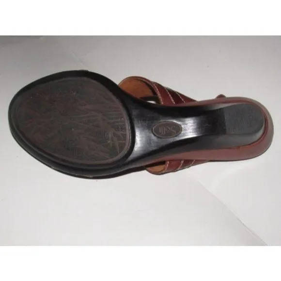 Eurosoft by Sofft Brown Leather with Gold Studs Sandals