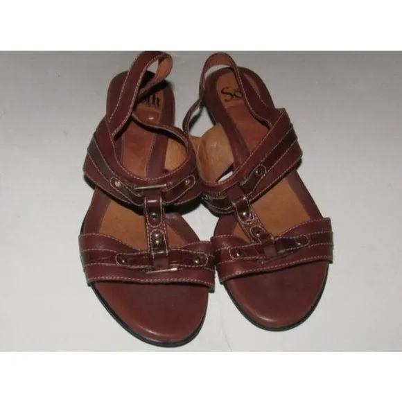 Eurosoft by Sofft Brown Leather with Gold Studs Sandals