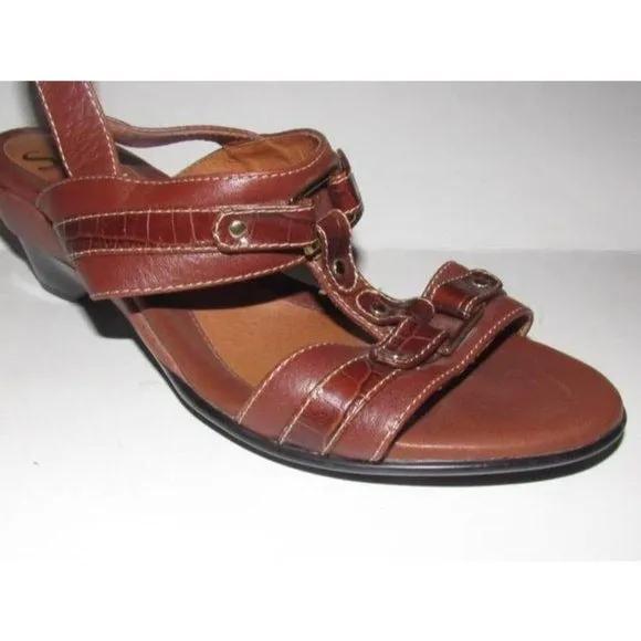 Eurosoft by Sofft Brown Leather with Gold Studs Sandals