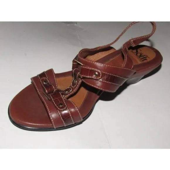 Eurosoft by Sofft Brown Leather with Gold Studs Sandals