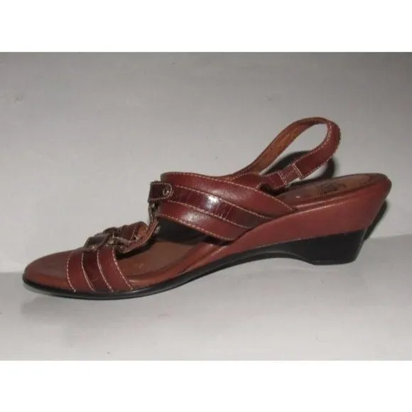 Eurosoft by Sofft Brown Leather with Gold Studs Sandals