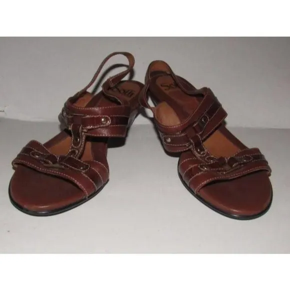 Eurosoft by Sofft Brown Leather with Gold Studs Sandals