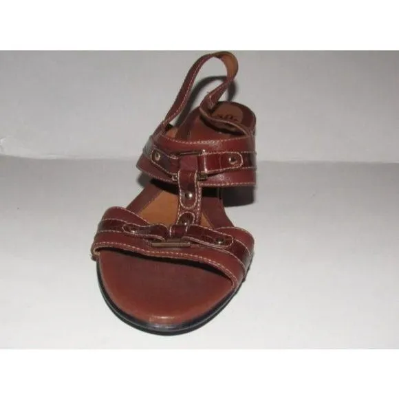 Eurosoft by Sofft Brown Leather with Gold Studs Sandals