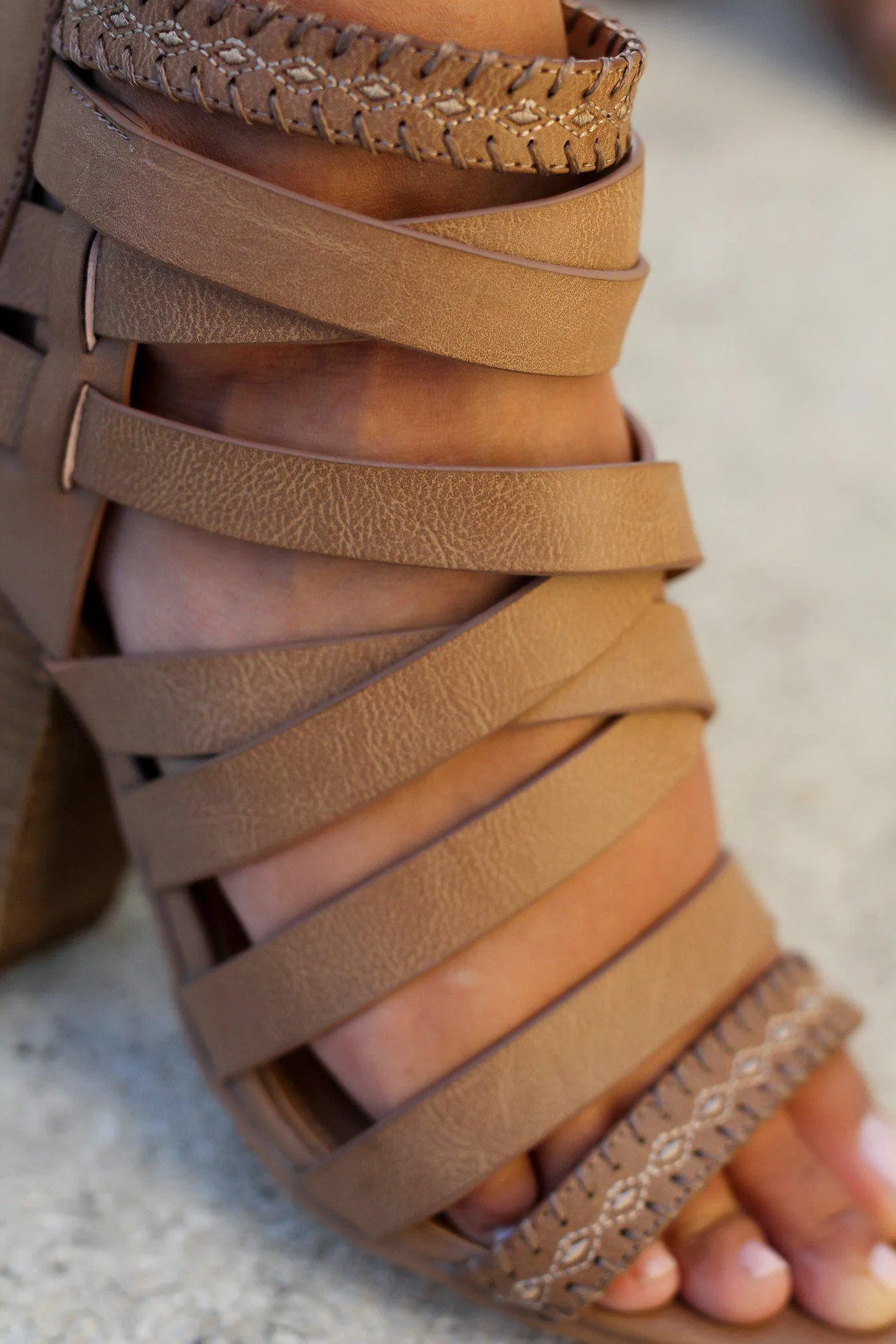 Feeling Strappy Tan Heels