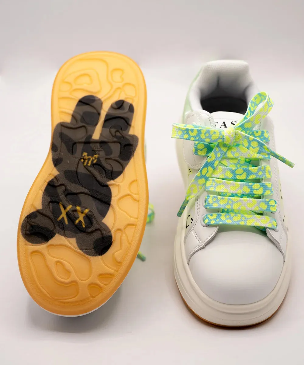 Green and White Coloured Printed Baby Shoes