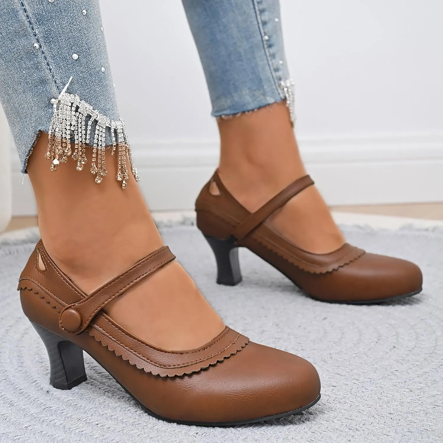 High Heels Closed Toe Heels Women's Stiletto Round Toe Dress Shoes Wedding Prom Platform Sandals for Women Wedding Wide Width Walking Dress Shoes for Party Casual Beach Vacation