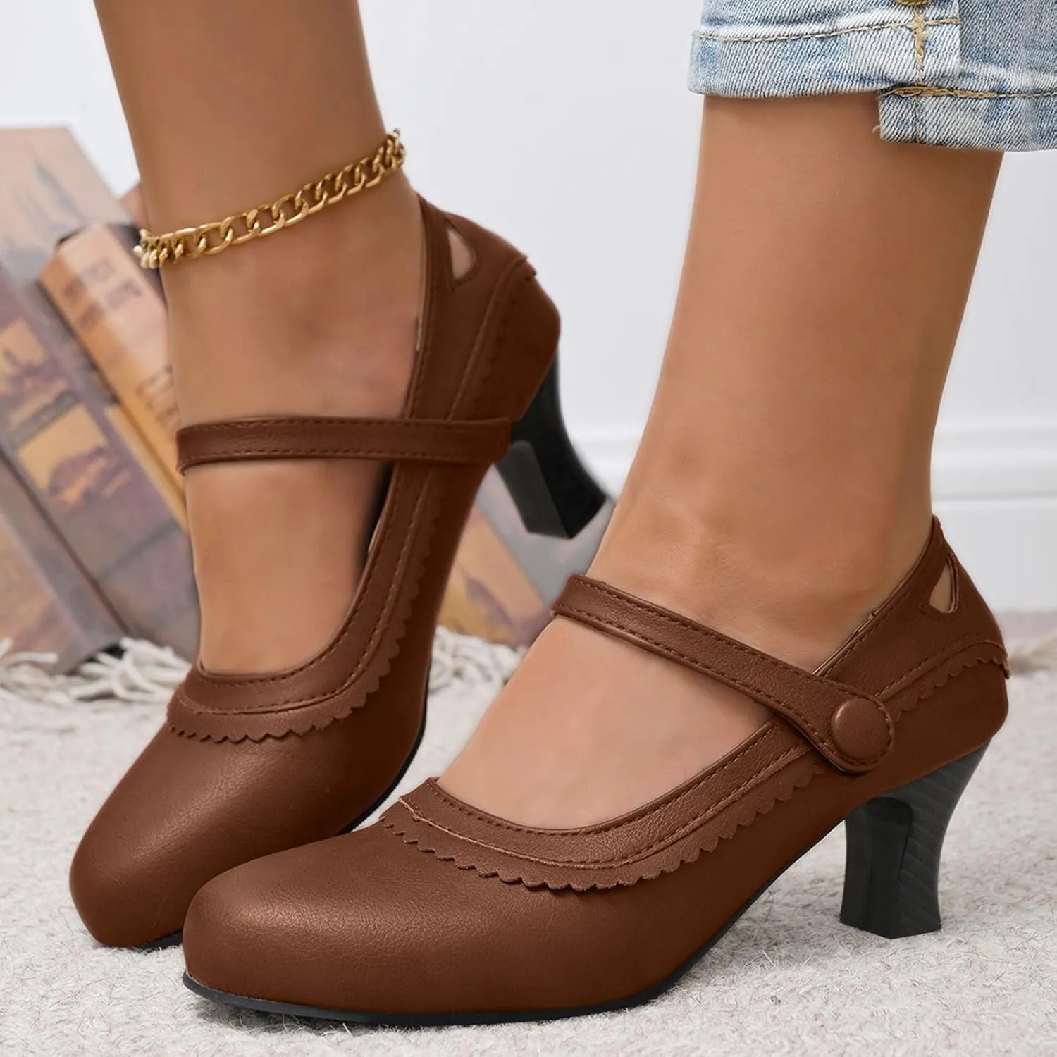 High Heels Closed Toe Heels Women's Stiletto Round Toe Dress Shoes Wedding Prom Platform Sandals for Women Wedding Wide Width Walking Dress Shoes for Party Casual Beach Vacation