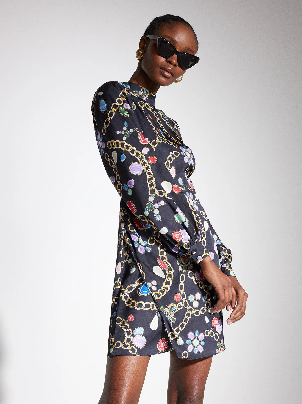 Jessa Black Chain Print Mini Dress