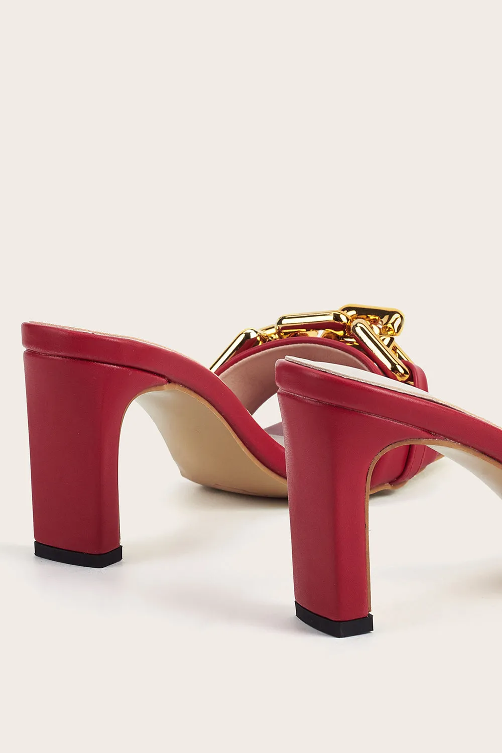 JOSKAA Woman Elegant high heel Red PU Sandals Slippers