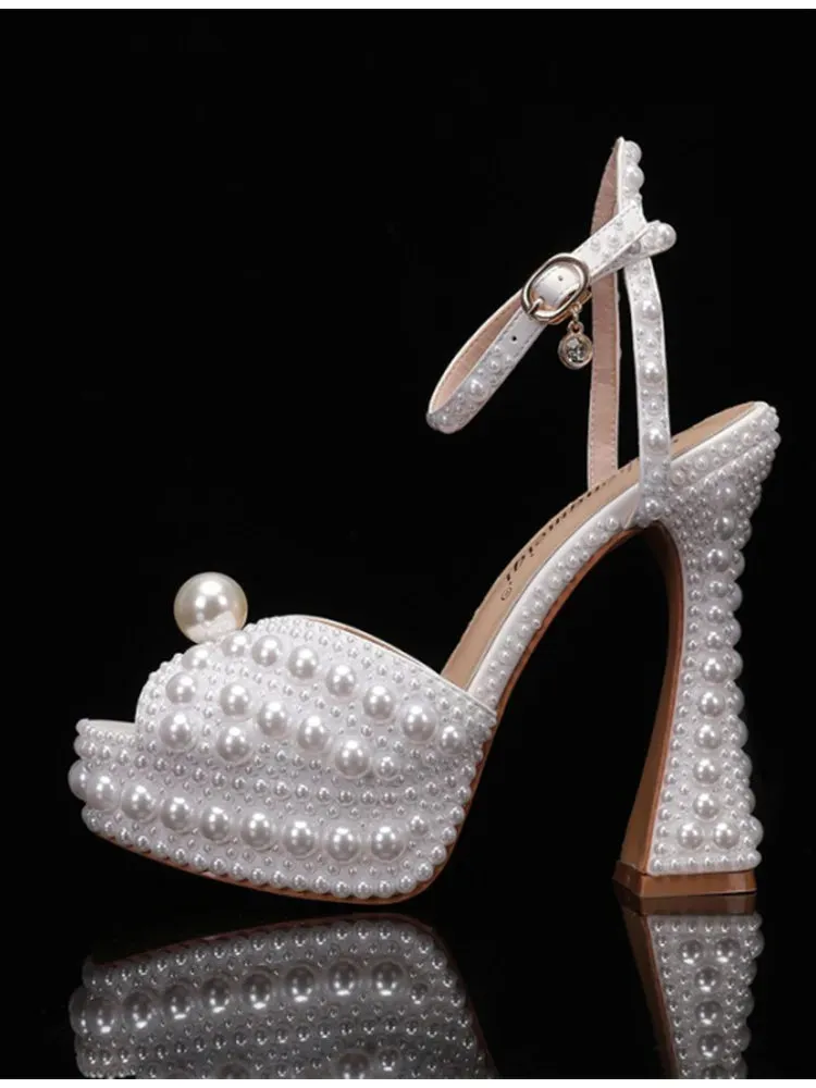 Pearl Strap Platform Heels