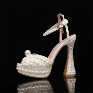 Pearl Strap Platform Heels