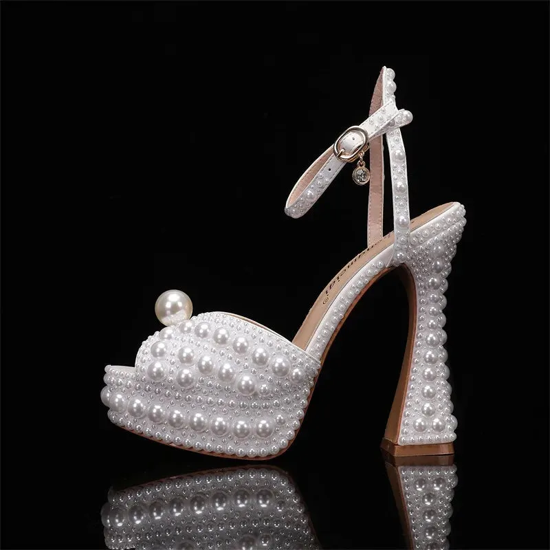 Pearl Strap Platform Heels