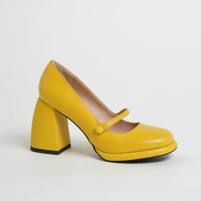 Willah Chunky Heel Genuine Leather Mary Janes