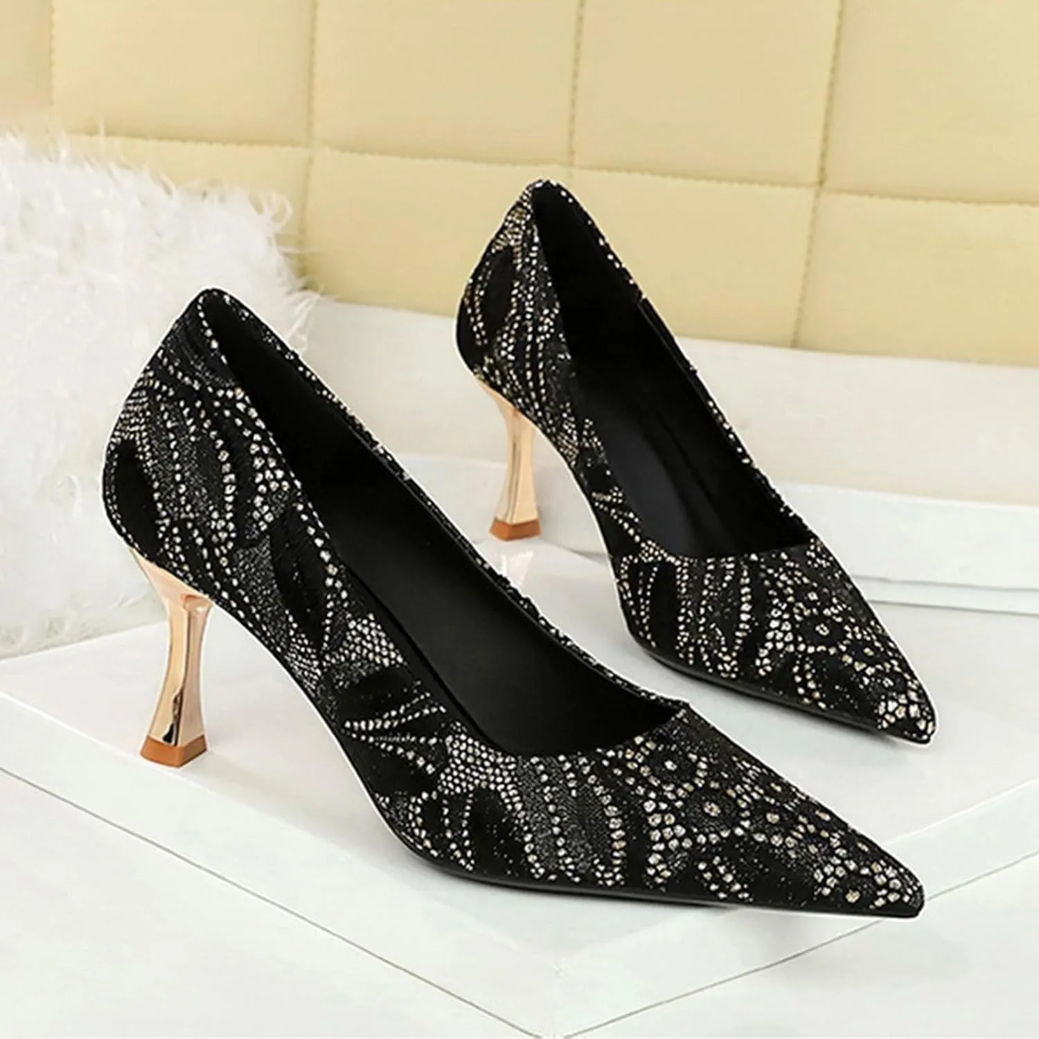 Women Sandal Stiletto Heel Close Pointed Toe Sandal Summer Slip On Wedding Party Work Pumps Comfort Casual Shoes
