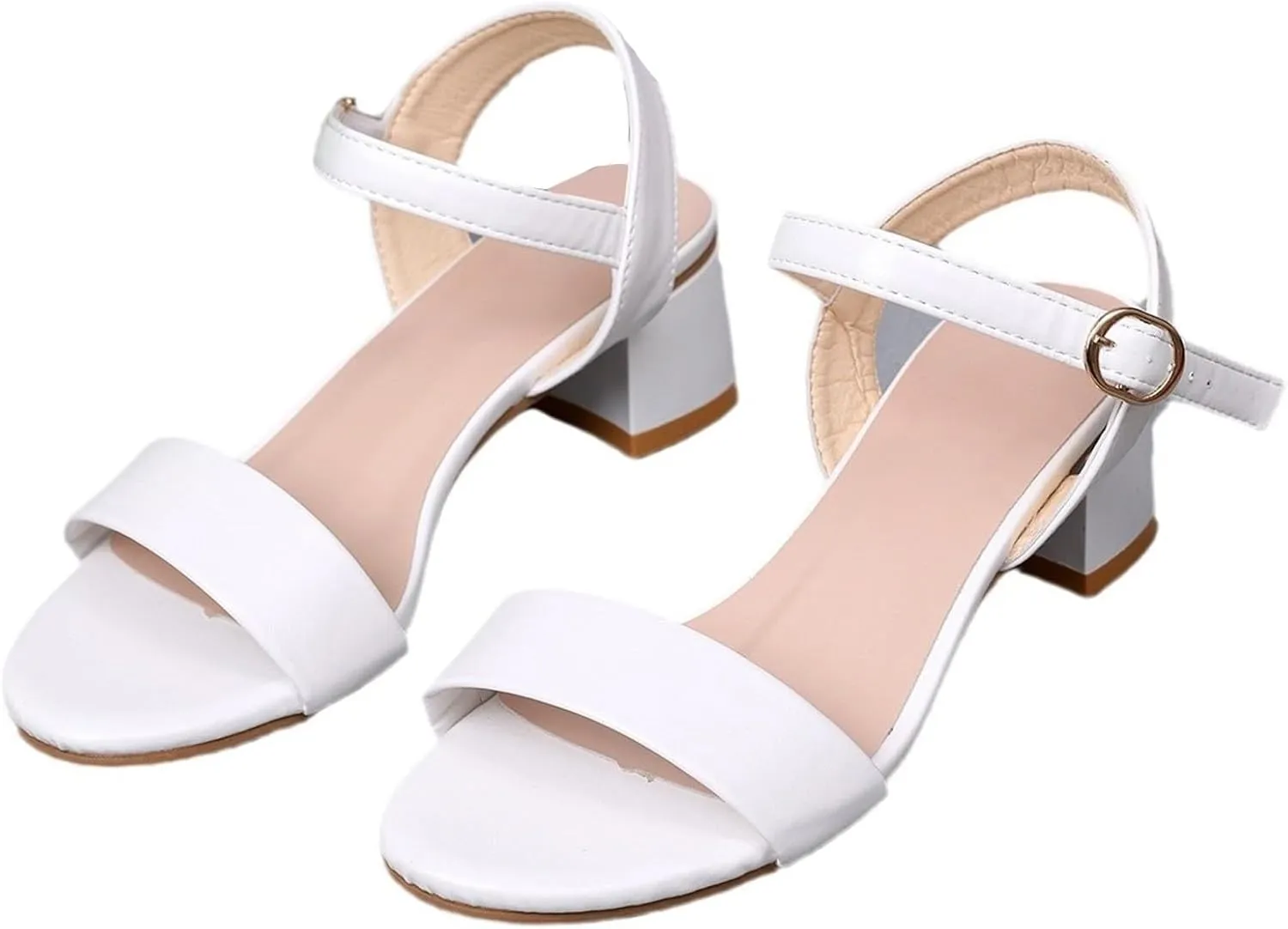 Women's Chunky Block Heels Sandals 2025 Classic Open Toe One Strap Solid Color Casual Sandals Lightweight Fashionable Comfortable Spring Summer Adjustable Ankle Strap Wide Available Shoes