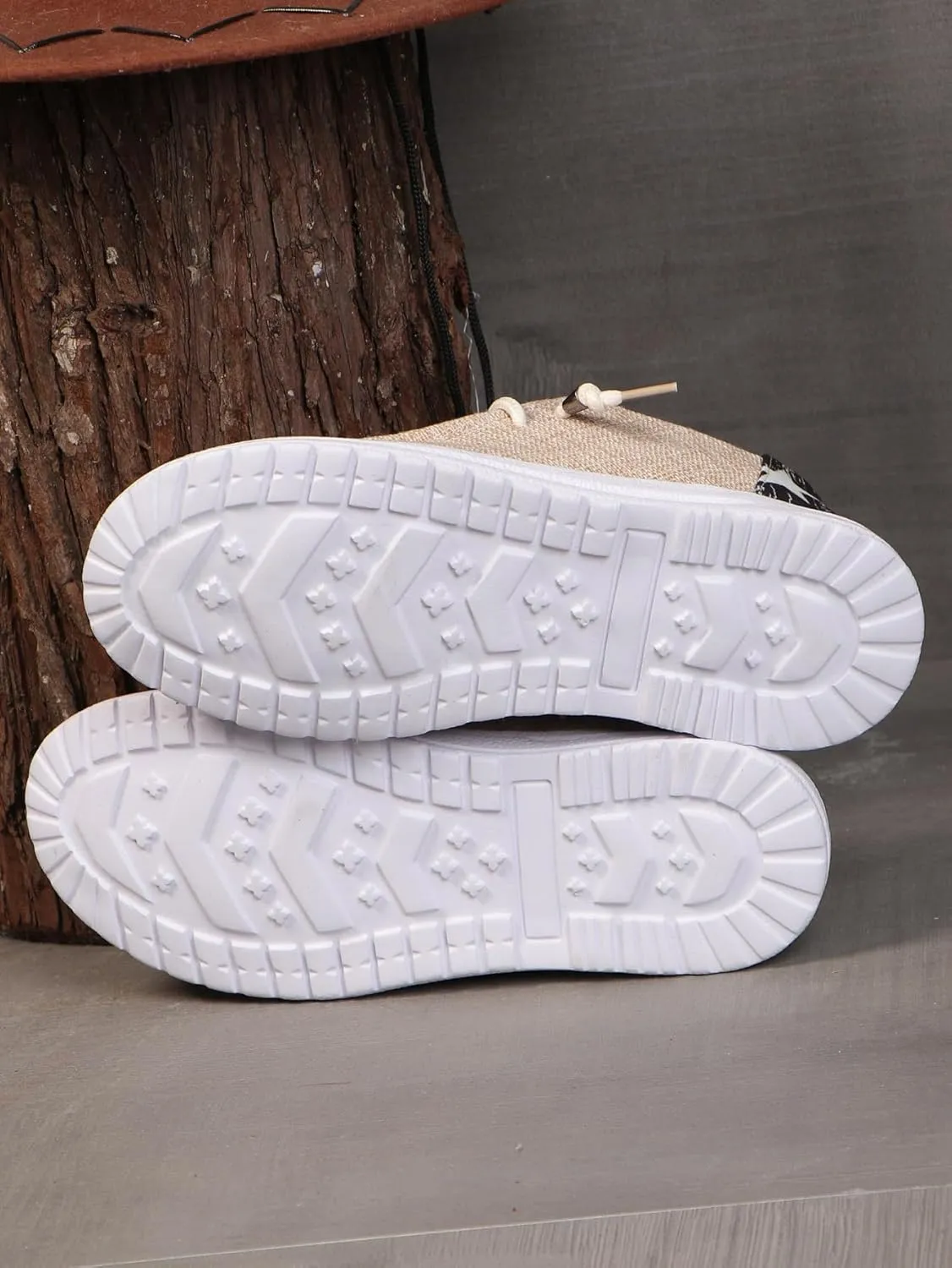 Womens Lace-Up Canvas Lightweight Boat Shoes Casual Comfortable Slip on Knit Loafers Outdoor Walking Low Top Wide Deck Shoes