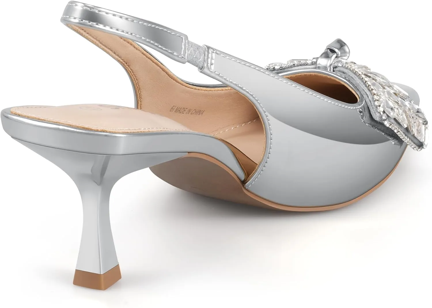 Women's Slingback Kitten Heels with Bow 2.4-Inch Low Heels Closed Pointed Toe Pump Dress Shoes